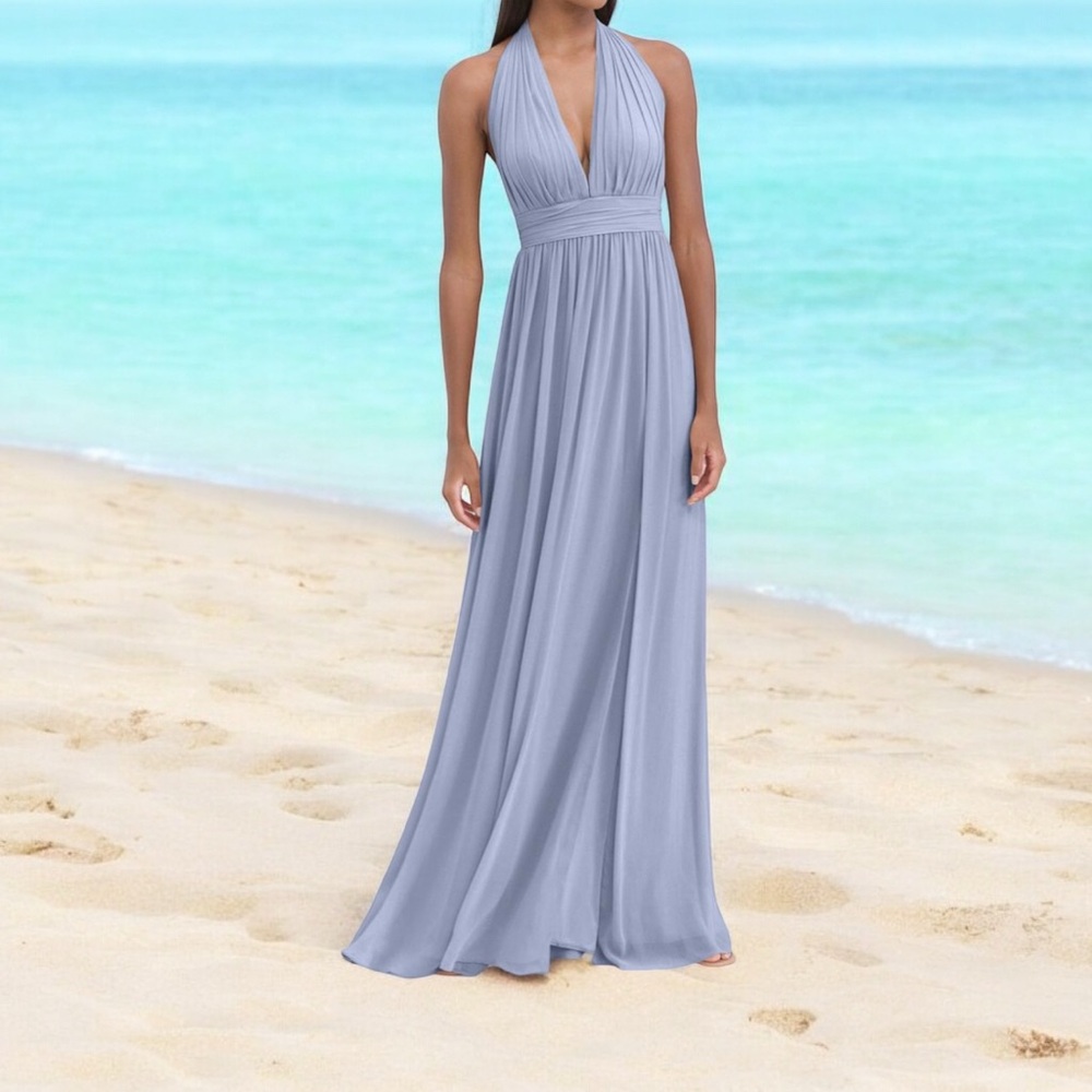 Watters Blue harbor Halter Sleeveless chiffon dress size medium